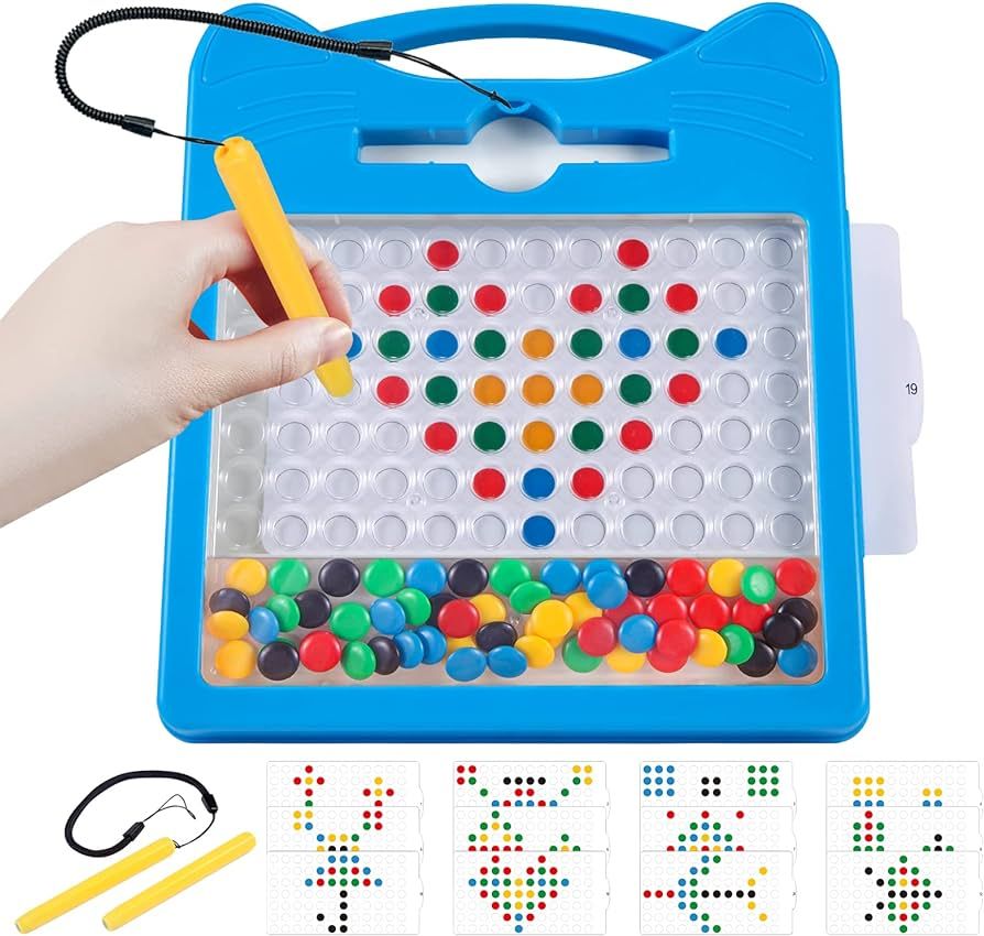 Magnetic Drawing Board for Kids, Toddler Magnet Doodle Board with Beads and 2 Pens, Magnetic Dot ... | Amazon (US)