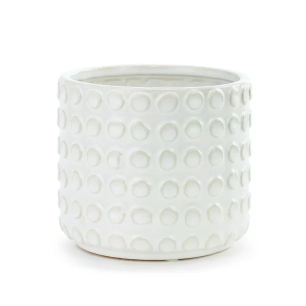 DEMDACO Dimple Glossy White 6 x 6 Ceramic Stoneware Decorative Container Vase Planter | Walmart (US)