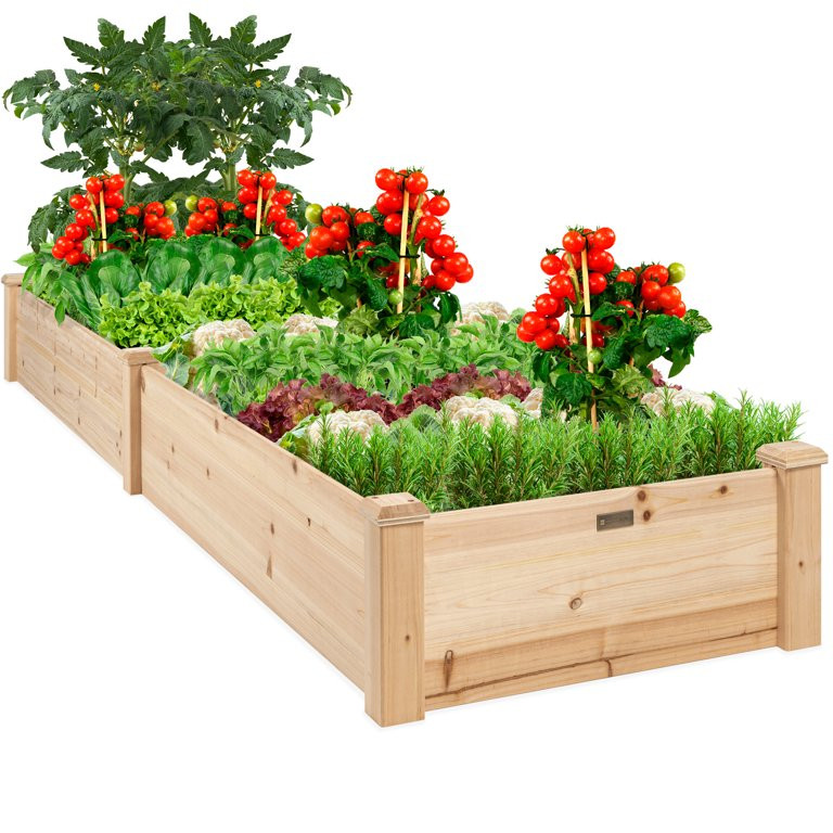 Best Choice Products 8x2ft OutdoorWooden Raised Garden Bed Planter for Grass, Lawn, Yard - Natura... | Walmart (US)