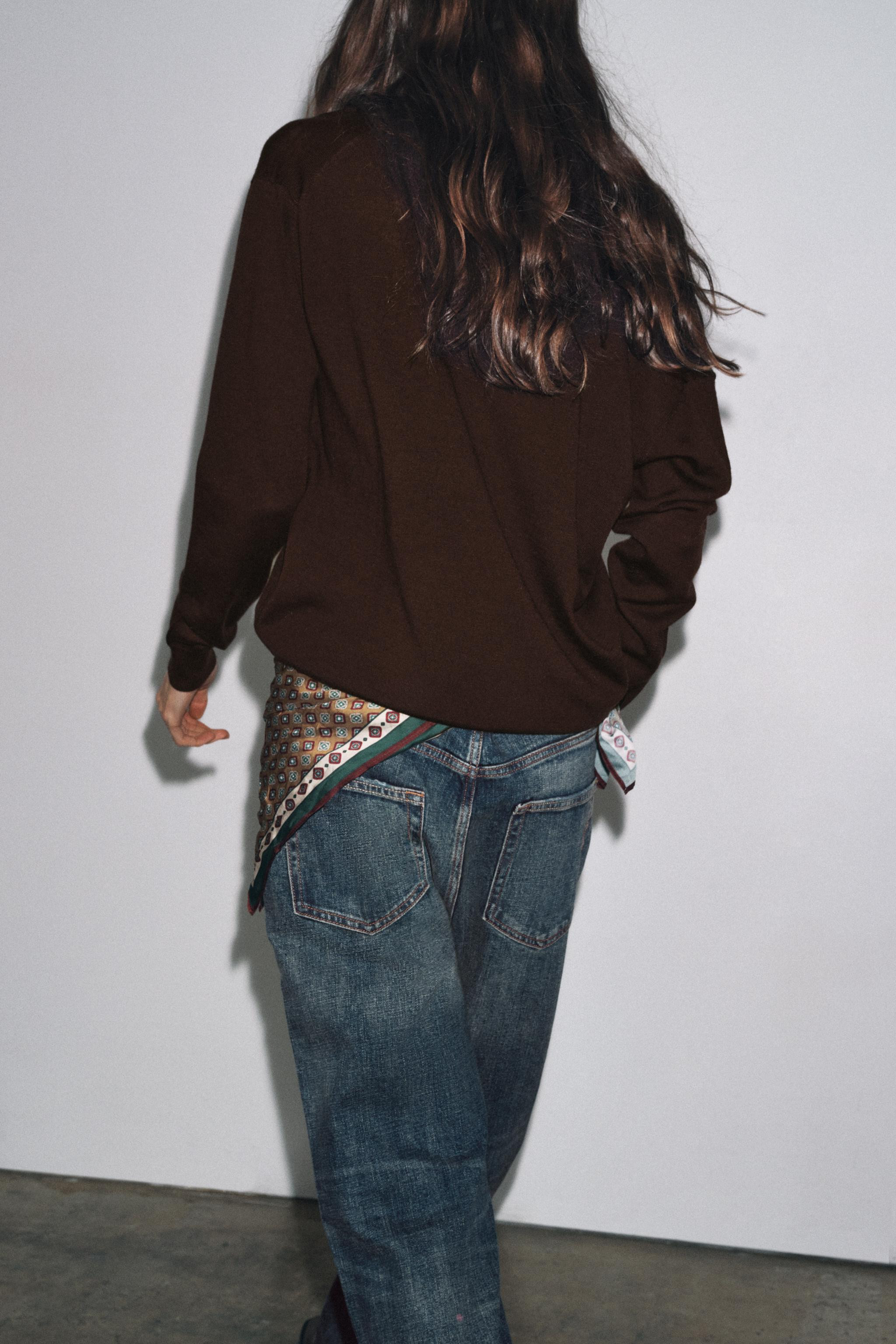 ZW COLLECTION BAGGY JEANS WITH SCARF DETAIL LOW-RISE | Zara UK