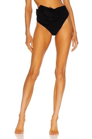 Magda Butrym Rose Detail Bikini Bottom in Black | FWRD | FWRD 