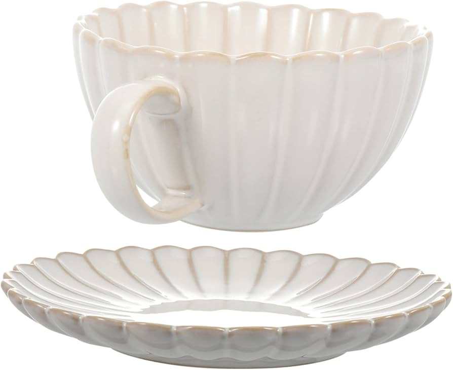 BESTOYARD 1 Set Ceramic Cup and Saucer Set White Mug European Style Ceramics | Amazon (US)