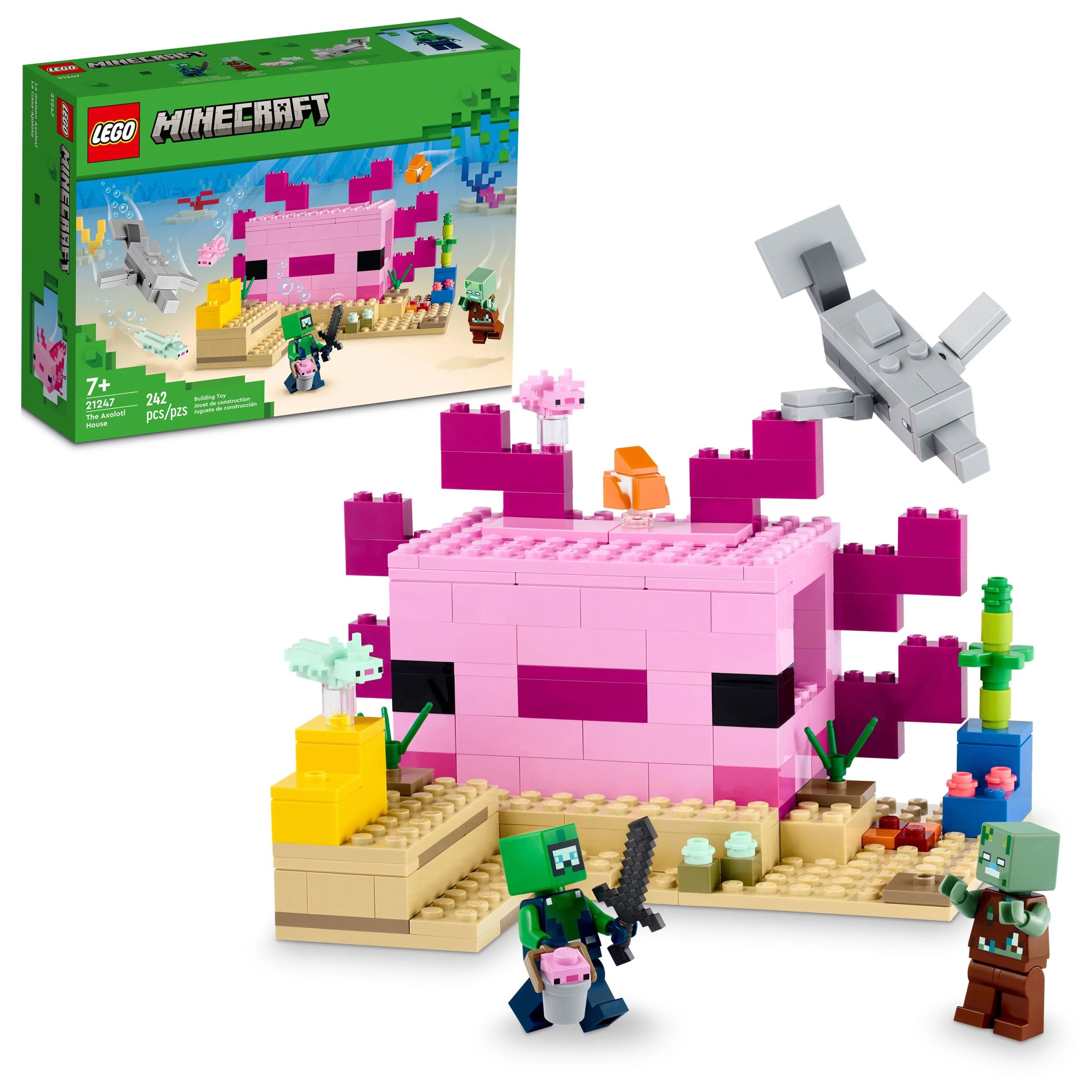 LEGO Minecraft The Axolotl House 21247 Building Toy Set, Creative Adventures at a Colorful Underw... | Walmart (US)
