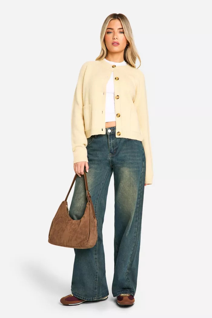 Soft Knit Boxy Cardigan With Pockets | Boohoo.com (UK & IE)