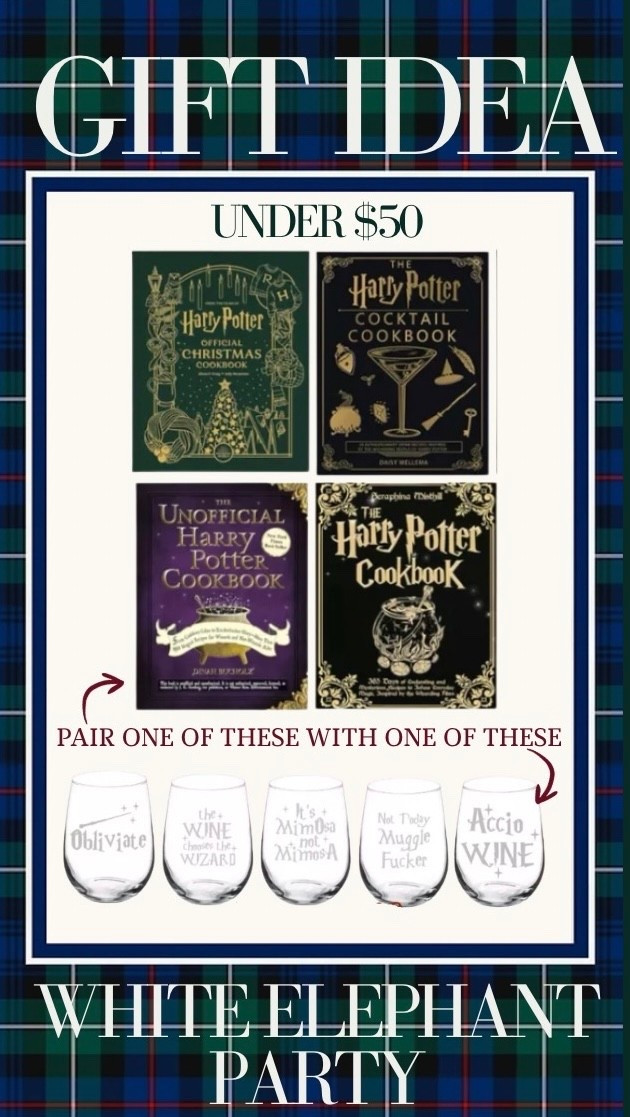 White elephant gift idea. Pear one of these cookbook with a set of two glasses. It’s fun, and silly. 

Harry Potter | white elephant gift idea | white elephant party | host gift | hostess gift 

#LTKHoliday #LTKGiftGuide #LTKSeasonal