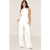 White Tailored Woven Wide Leg Pants | PrettyLittleThing US