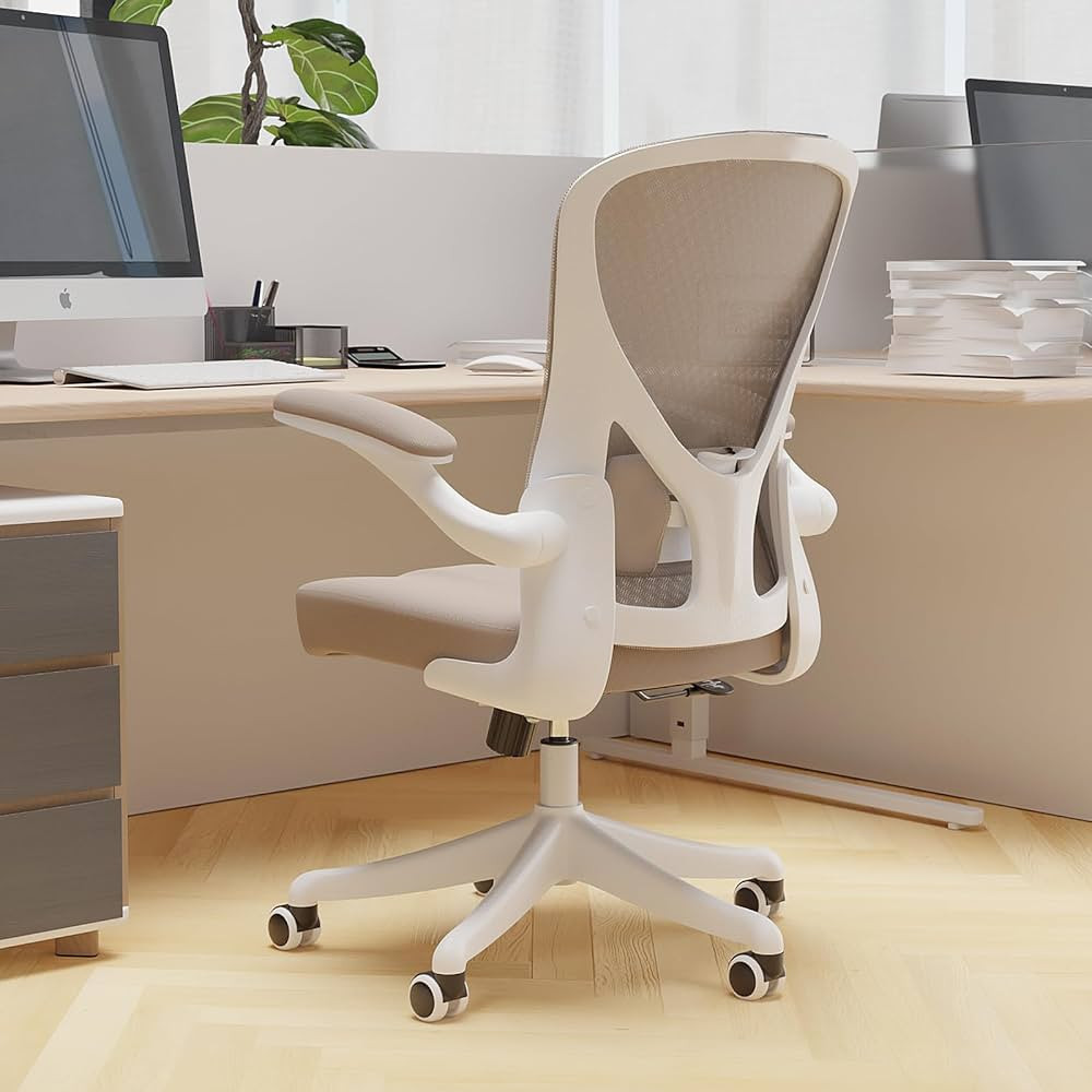Mid Back Ergonomic Chair For Computer Home Desk with Flip-Armrest & Cushion for Lumbar Support, T... | Amazon (US)