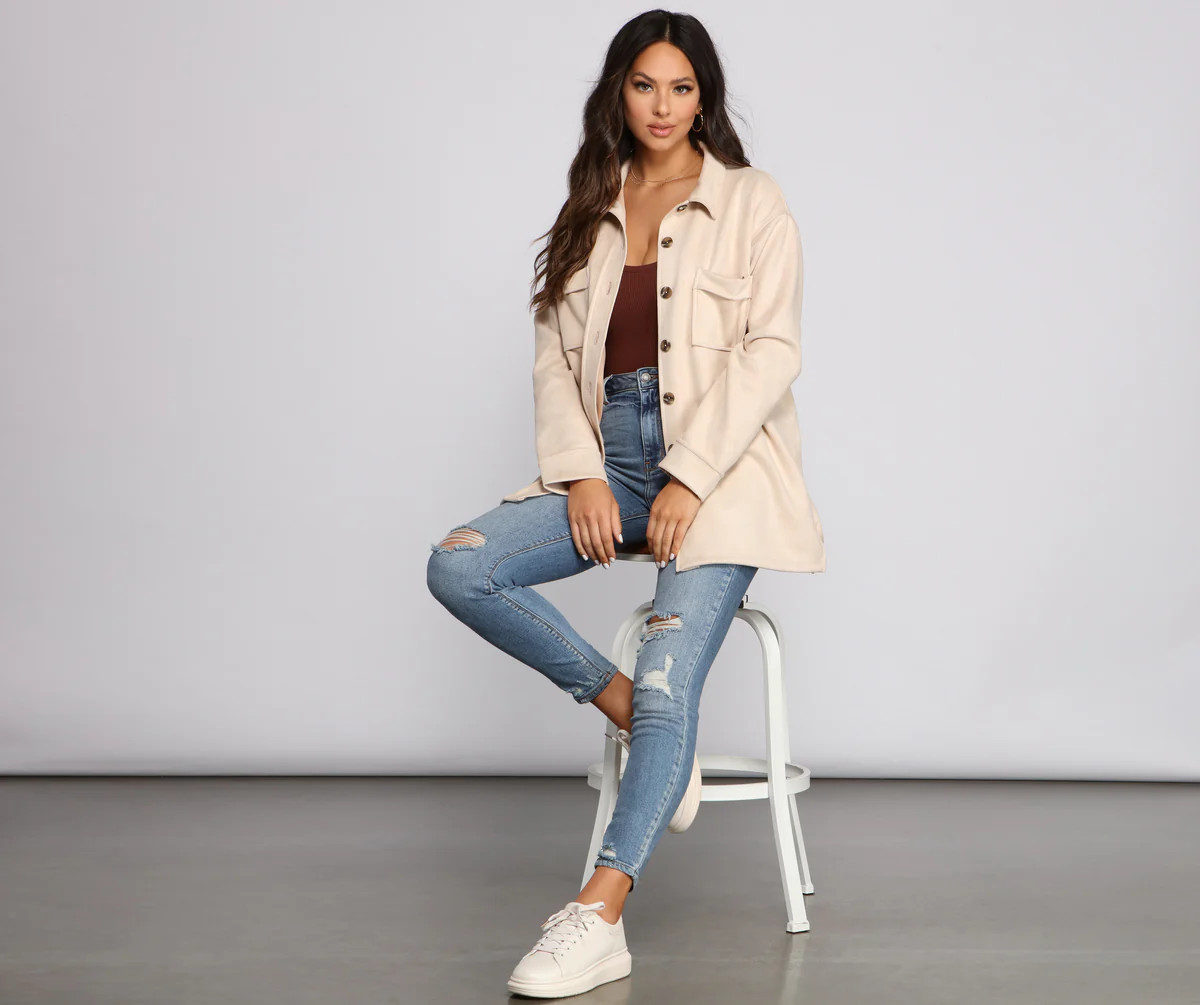 So Smooth Faux Suede Shacket | Windsor Stores