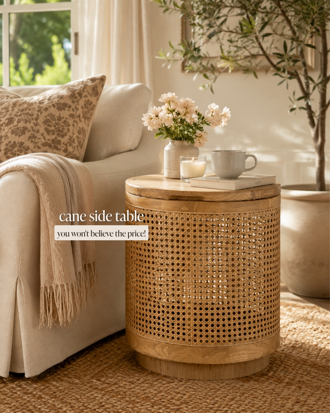 The Bocana side table from Article is one of those pieces that does double duty without you even realizing – oak veneer and natural cane on the outside, hidden lift-top storage inside  🤍  

 #LTKHome