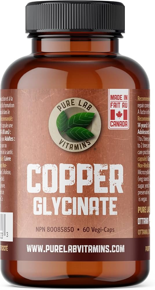 Pure Lab Vitamins | Copper Glycinate Mineral Supplement 1mg | 60 v-caps | Copper Vitamin for Immu... | Amazon (CA)