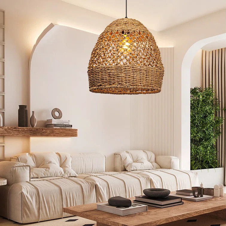 Artibrannan 1 - Light Seagrass Dome Pendant | Wayfair North America