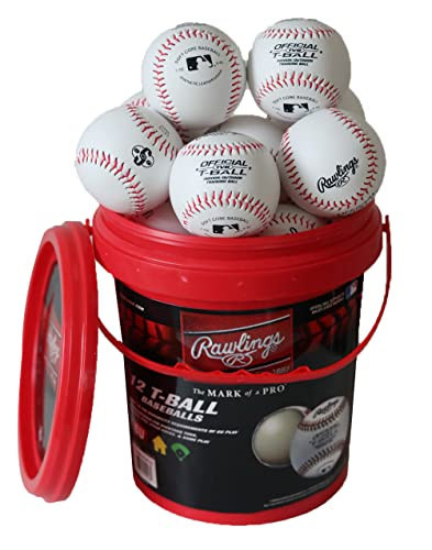 Rawlings | Official T-Balls | TVB | Youth/6u | Bucket | 12 Count | Sponge Rubber Core | Indoor/Outdoor White | Amazon (US)