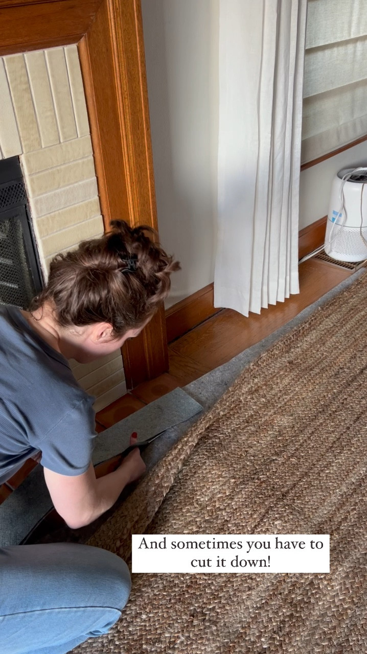 I am so stoked about my new rug and using this opportunity to remind you that, despite what you see on the design shows, you *always* need a rug pad! Drives me crazy they don’t show that step on installs. A rug will slip around and get damaged faster without a proper pad underneath. And it’s pretty easy to cut them to the exact right size. Plus it makes them feel more comfortable and luxurious.


#LTKHome