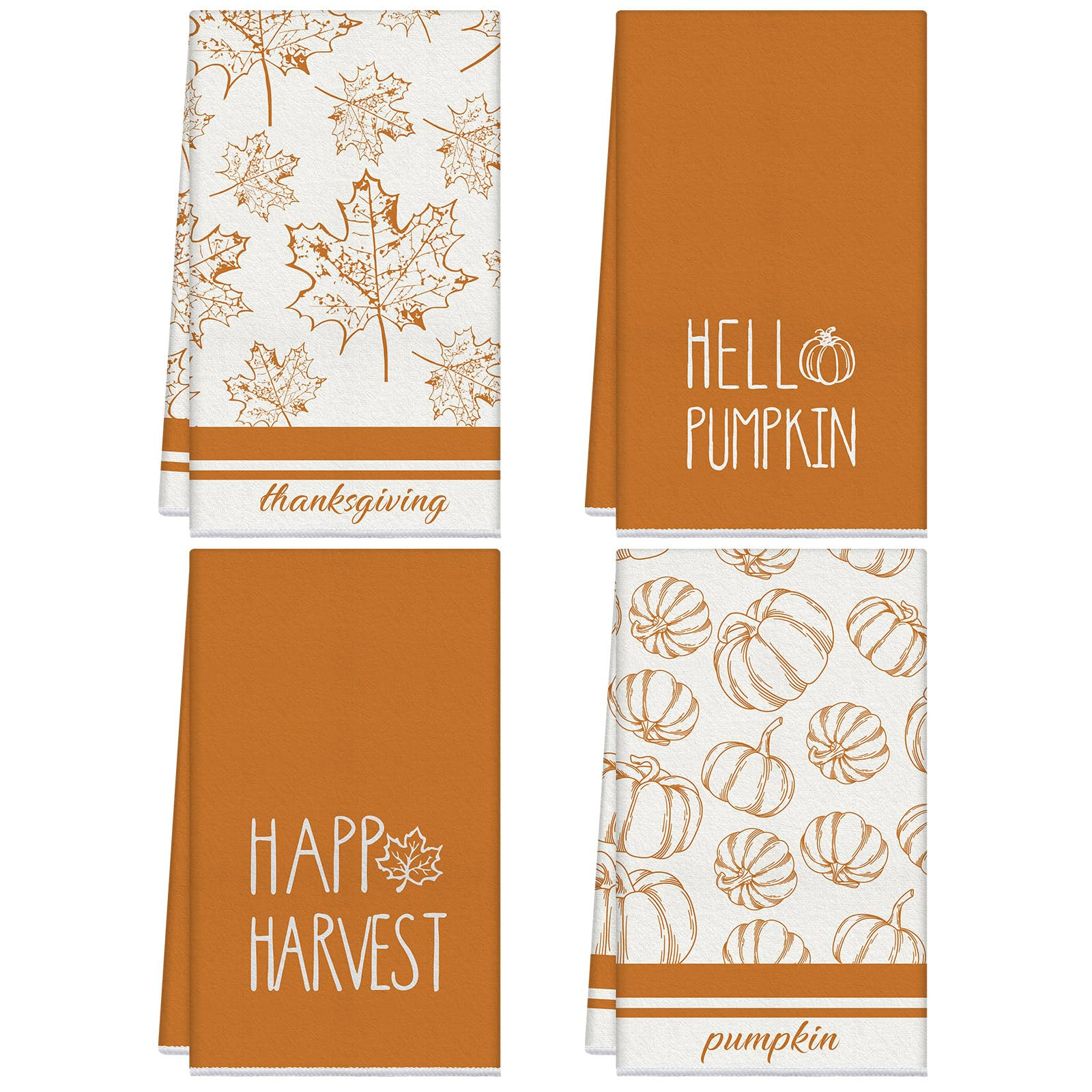 Macarrie 4 Pcs Fall Kitchen Towels 18 x 26 Inch Thanksgiving Hand Towels Hello Pumpkin Hand Dish ... | Amazon (US)