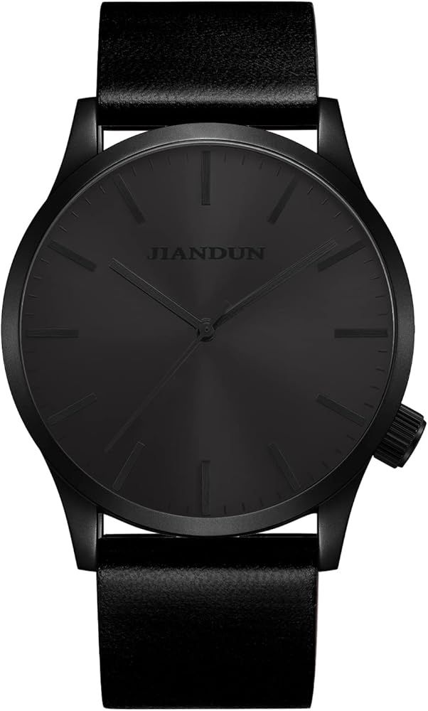 JIANDUN Mens Black Watches Minimalist Waterproof-Fashion Wrist Watch for Men Unisex Dress with Le... | Amazon (US)