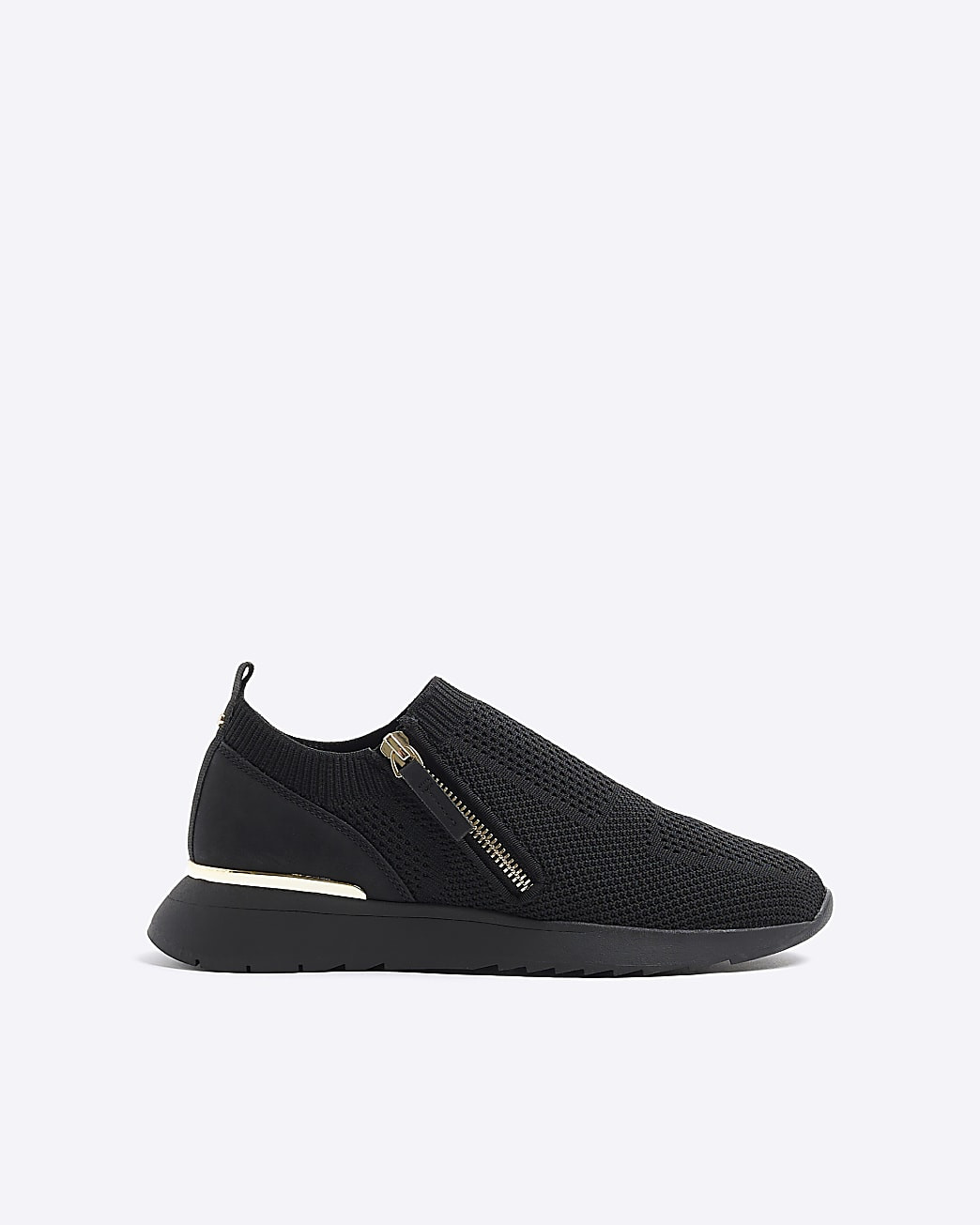 Black knitted zip trainers | River Island (UK & IE)