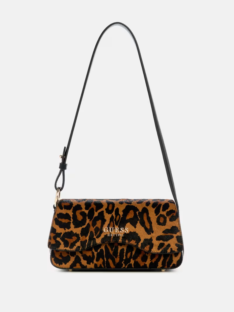 Domitilla Leopard Fold-Over Flap Shoulder Bag | Guess US | Guess (US)