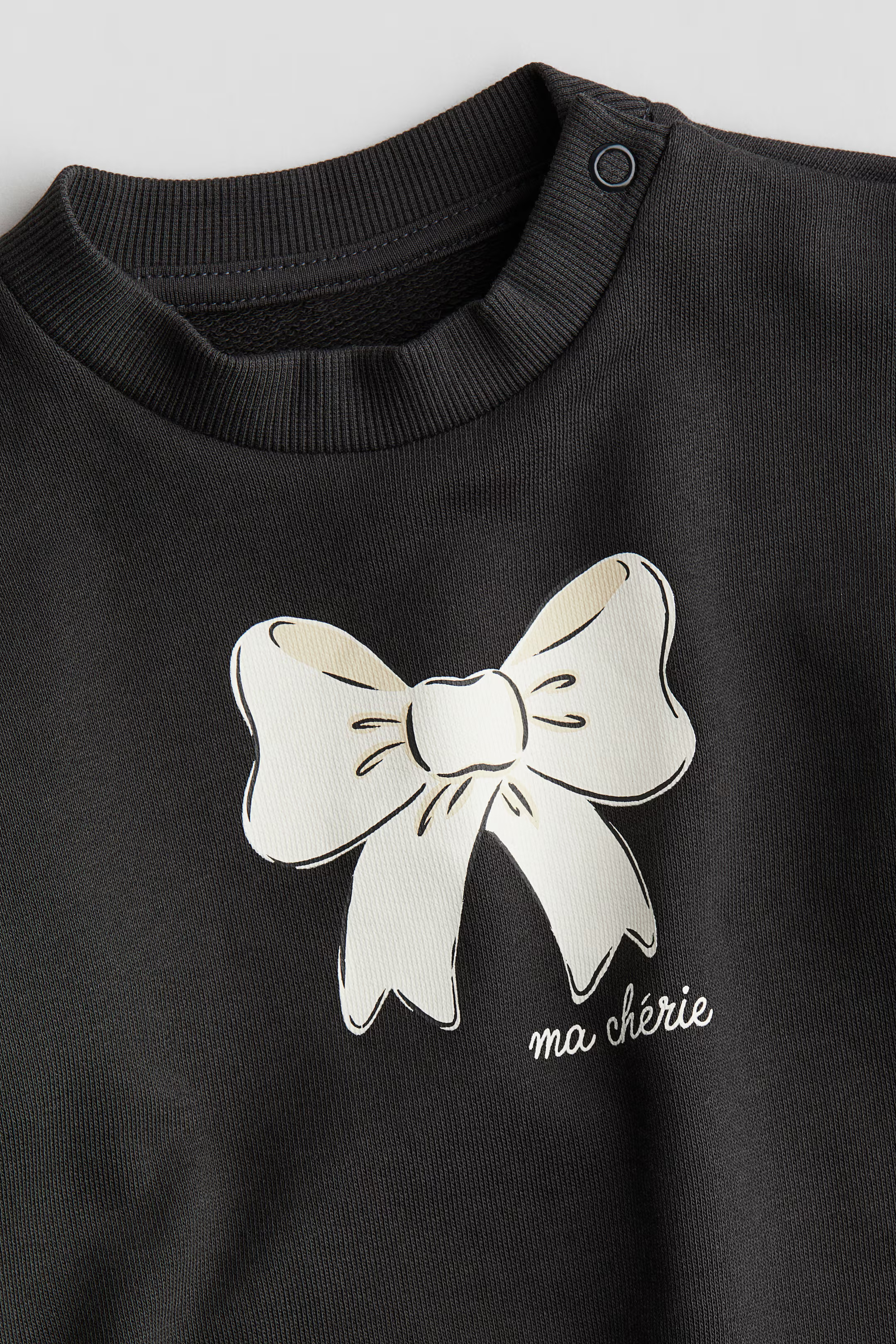 Printed Sweatshirt - Round Neck - Long sleeve - Black/bow - Kids | H&M US | H&M (US + CA)