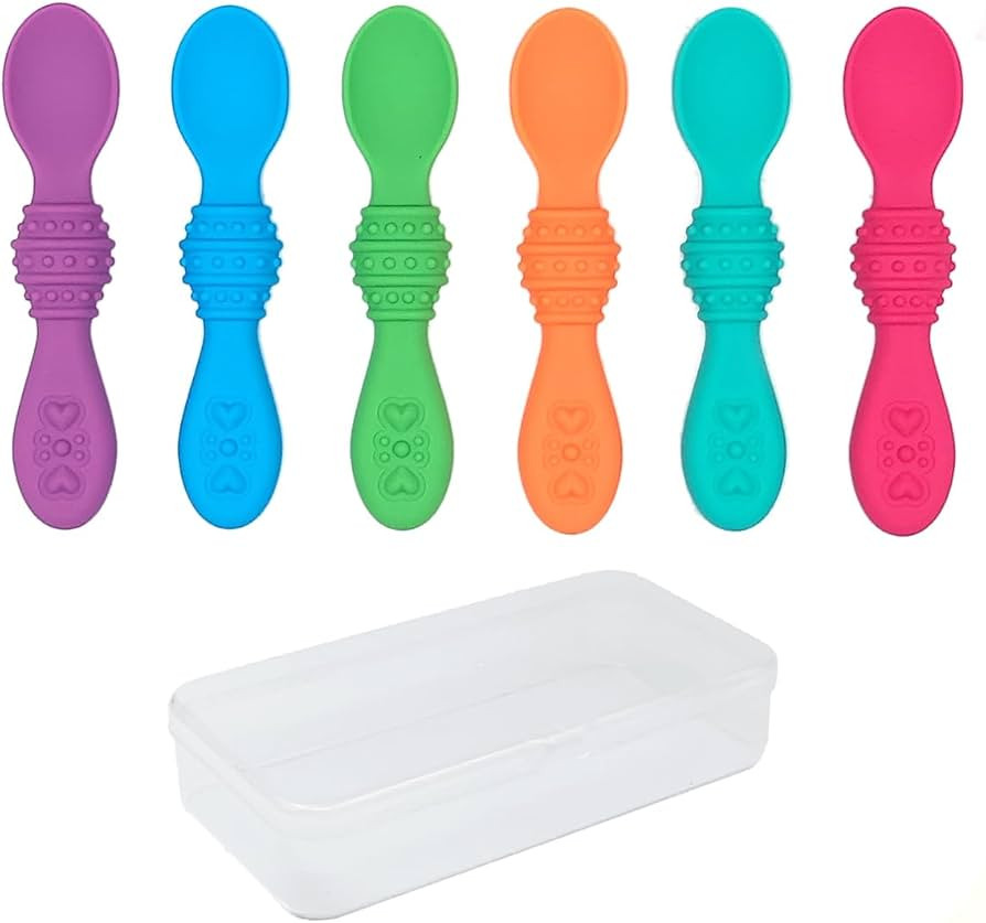 Elk and Friends Silicone Baby Spoons | Travel Case Included | First Stage Infant Toddler Spoon | ... | Amazon (US)