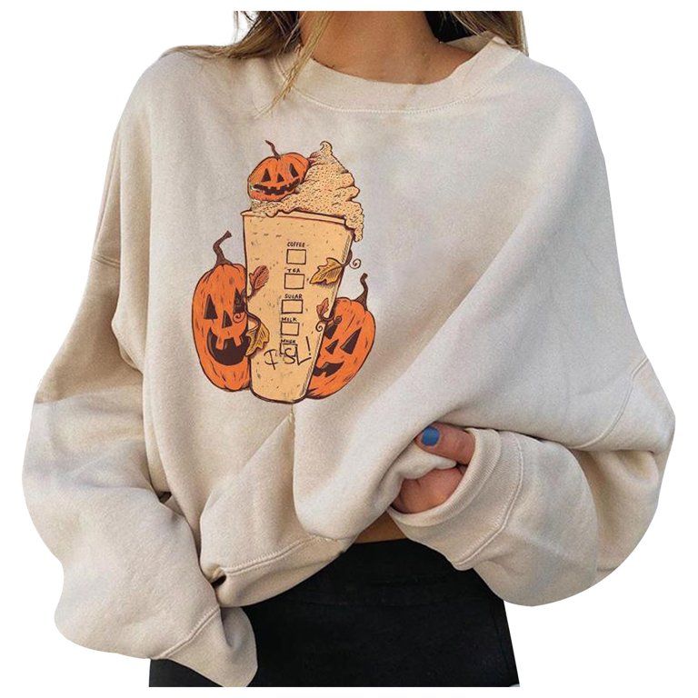 Aimik Halloween Sweatshirts for Women,Funny Printed Oversized Sweatshirt Hoodies Loose Long Sleev... | Walmart (US)