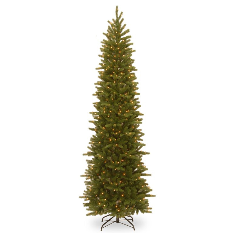 9’ Pre-Lit Pencil Fir Artificial Christmas Tree - Clear Lights | Walmart (US)