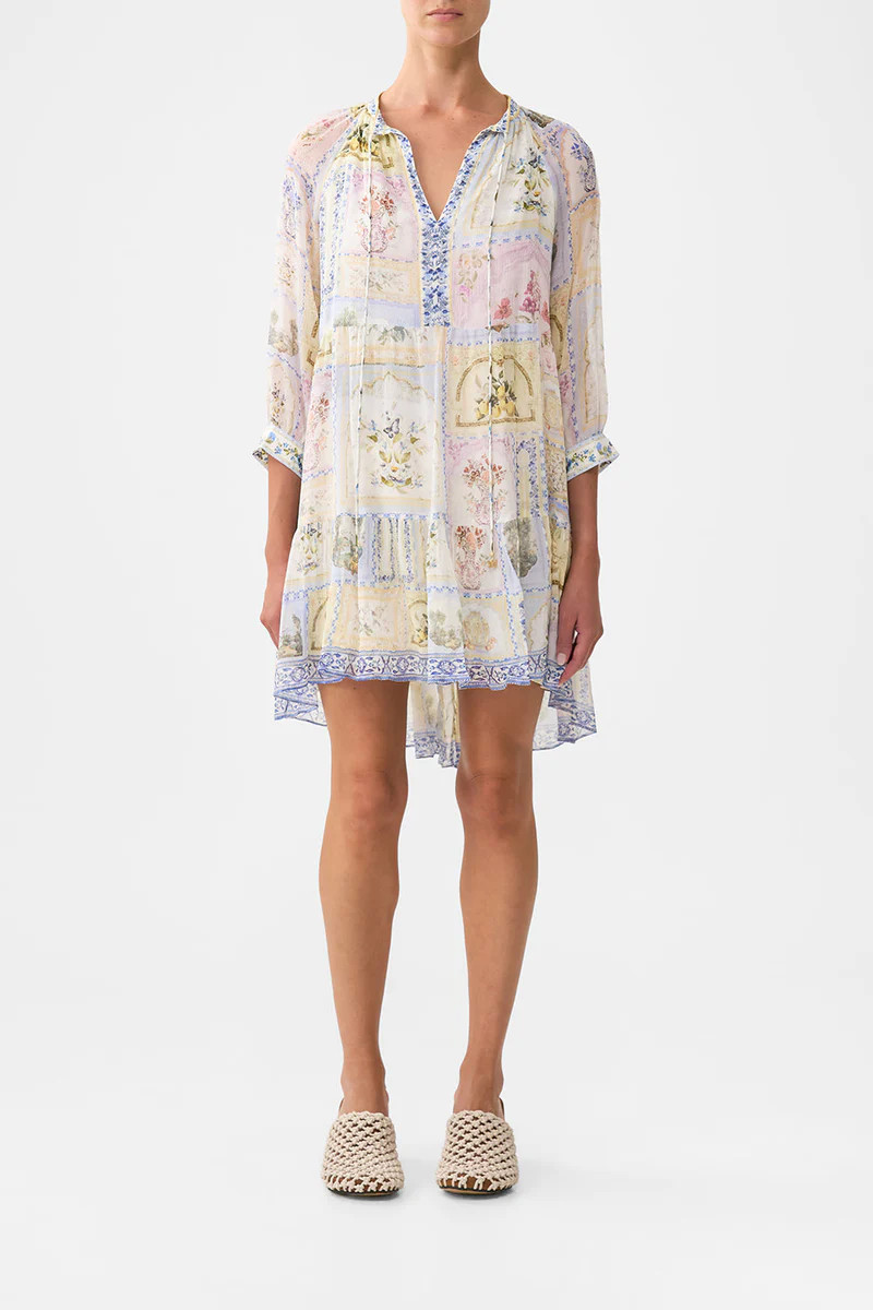 SHORT GATHERED PANEL DRESS BOTANICAL BALLADS | Camilla US