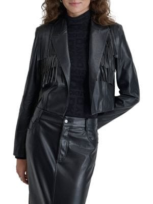 Fringed Faux Leather Cropped Jacket | Saks Fifth Avenue OFF 5TH