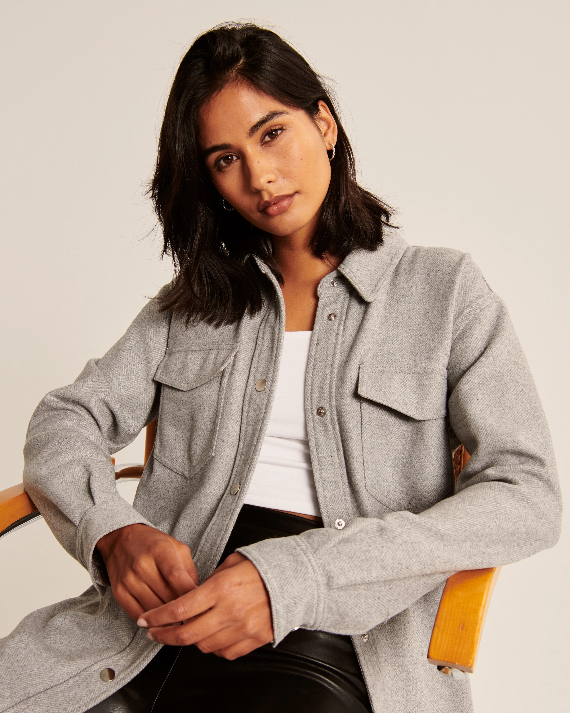 Wool-Blend Shirt Jacket | Abercrombie & Fitch (US)