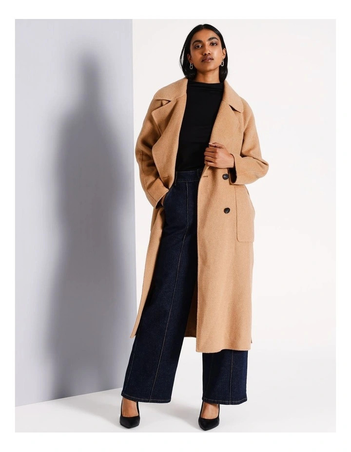 Wool Blend Wrap Felt Coat in Camel | Myer