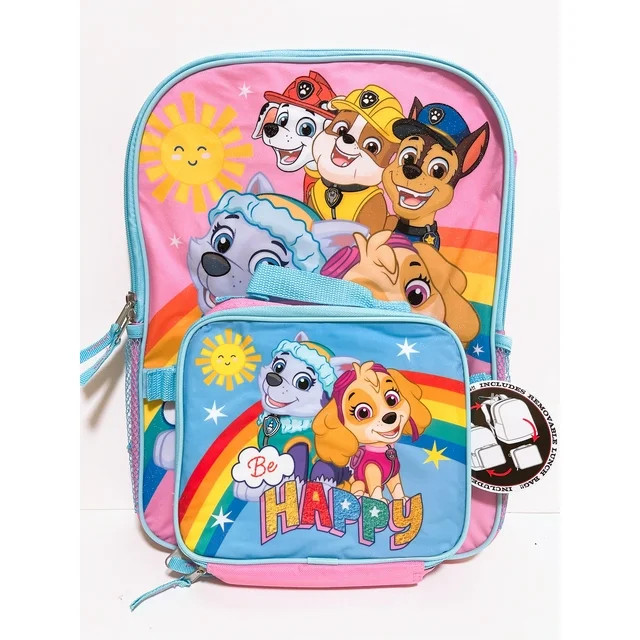 Paw Patrol Girls "Be Happy" 16 Inch Backpack with Insulated Lunch Box Set | Walmart (US)