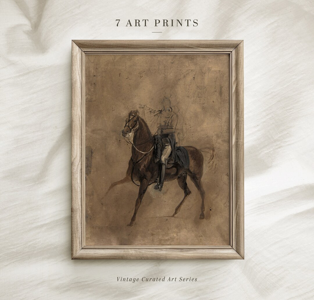 Vintage Animal Print, Equestrian Wall Decor, Horse Painting, Digital Download | Etsy (US)