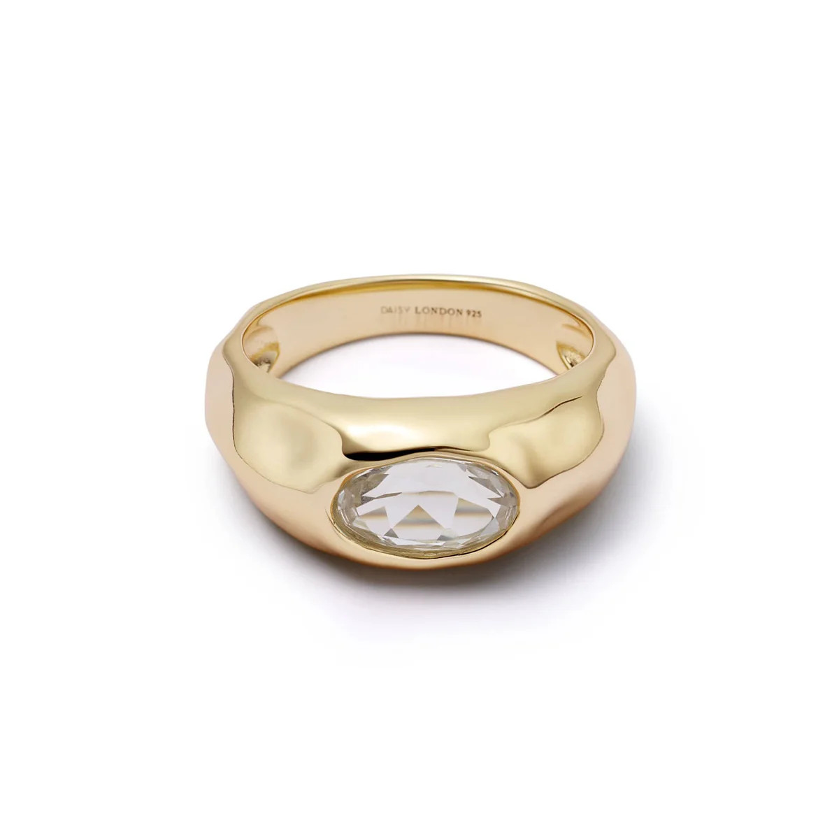 Estée Lalonde Chunky Sapphire Ring 18ct Gold Plate | Daisy London Jewellery
