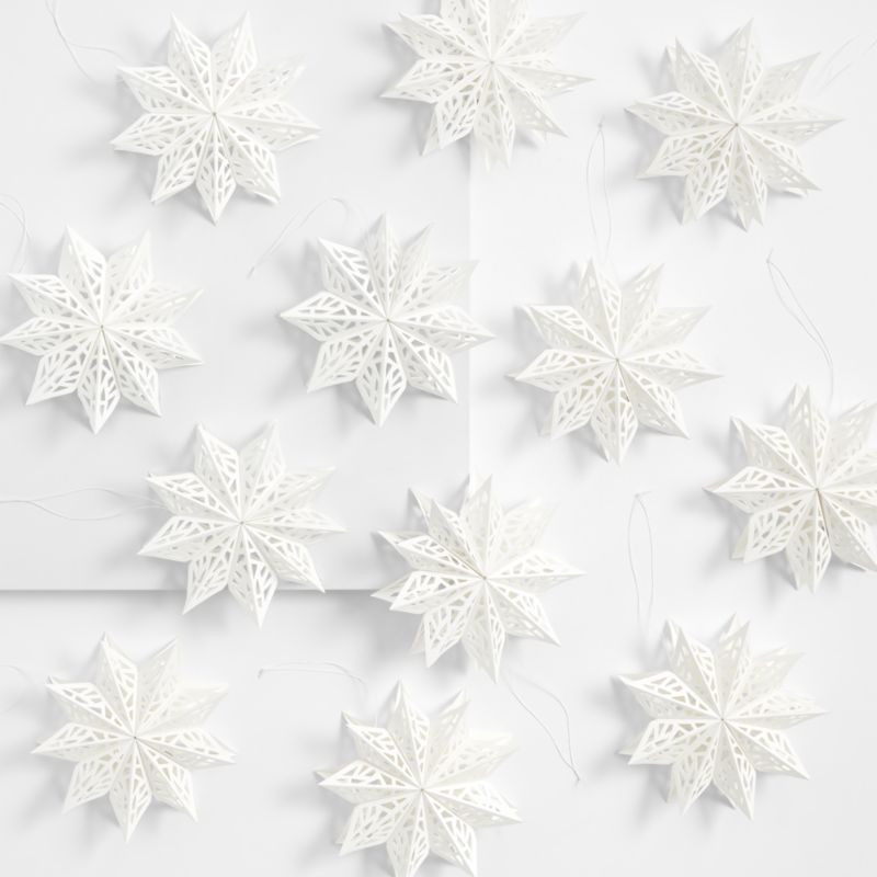 Snow Day Cutout Snowflake Christmas Tree Ornaments, Set of 12 + Reviews | Crate & Barrel | Crate & Barrel