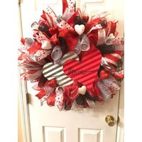 Valentine Wreath, Wreaths, Heart Deco Mesh Door,, Reefs For Front Decor | Etsy (US)