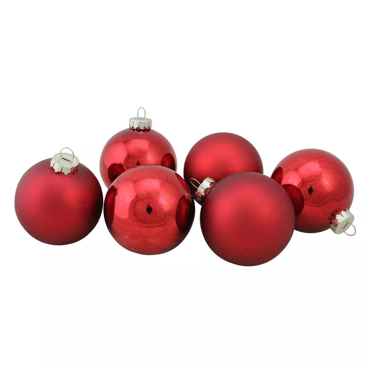 Northlight 6ct Red Glass 2-Finish Christmas Ball Ornaments 3.25" (80mm) | Target