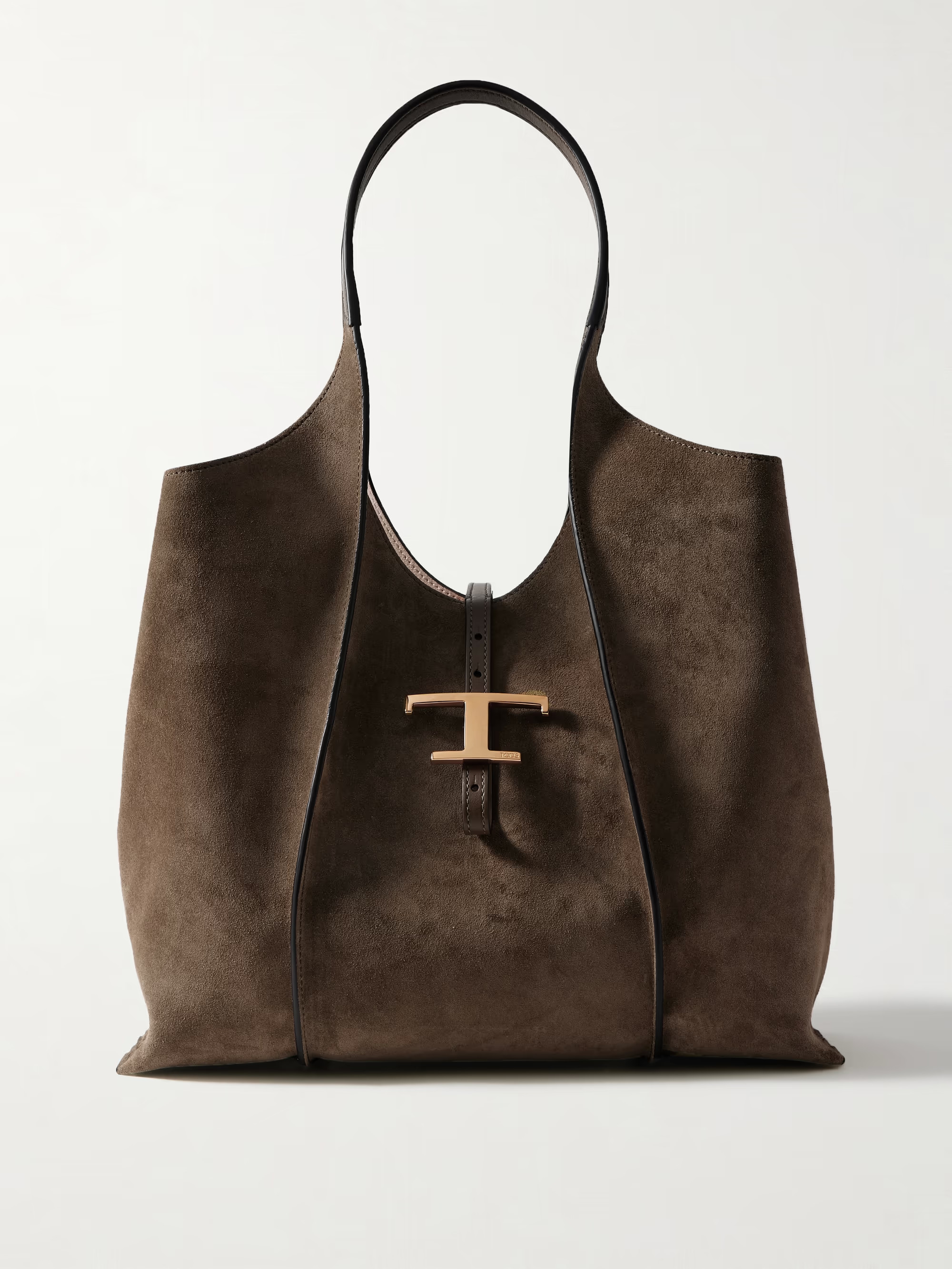 T Media leather-trimmed suede tote | NET-A-PORTER (UK & EU)