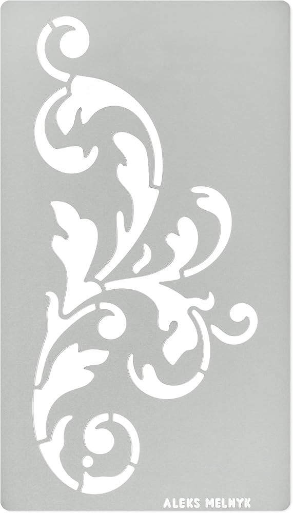 Aleks Melnyk No.349 Metal Stencil, Swirls, Ornaments, Flowers Vine, Patterns, Border, Small Stenc... | Amazon (US)