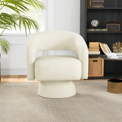 Modern Swivel Barrel Accent Chair, 360\u00b0 Upholstered Armchair with Striped Backrest & Plush P... | Wayfair North America