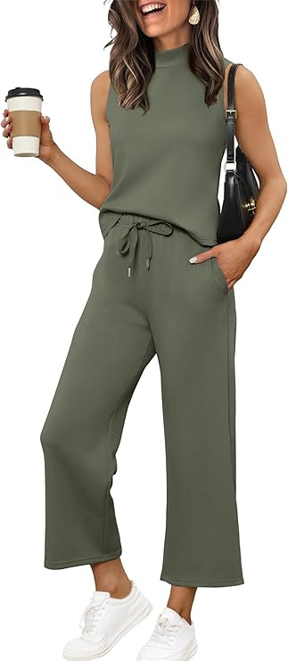 XIEERDUO Two Piece Sets for Women Summer Lounge Sets Beach Vacation Travel Outfits Casual Wide Le... | Amazon (US)