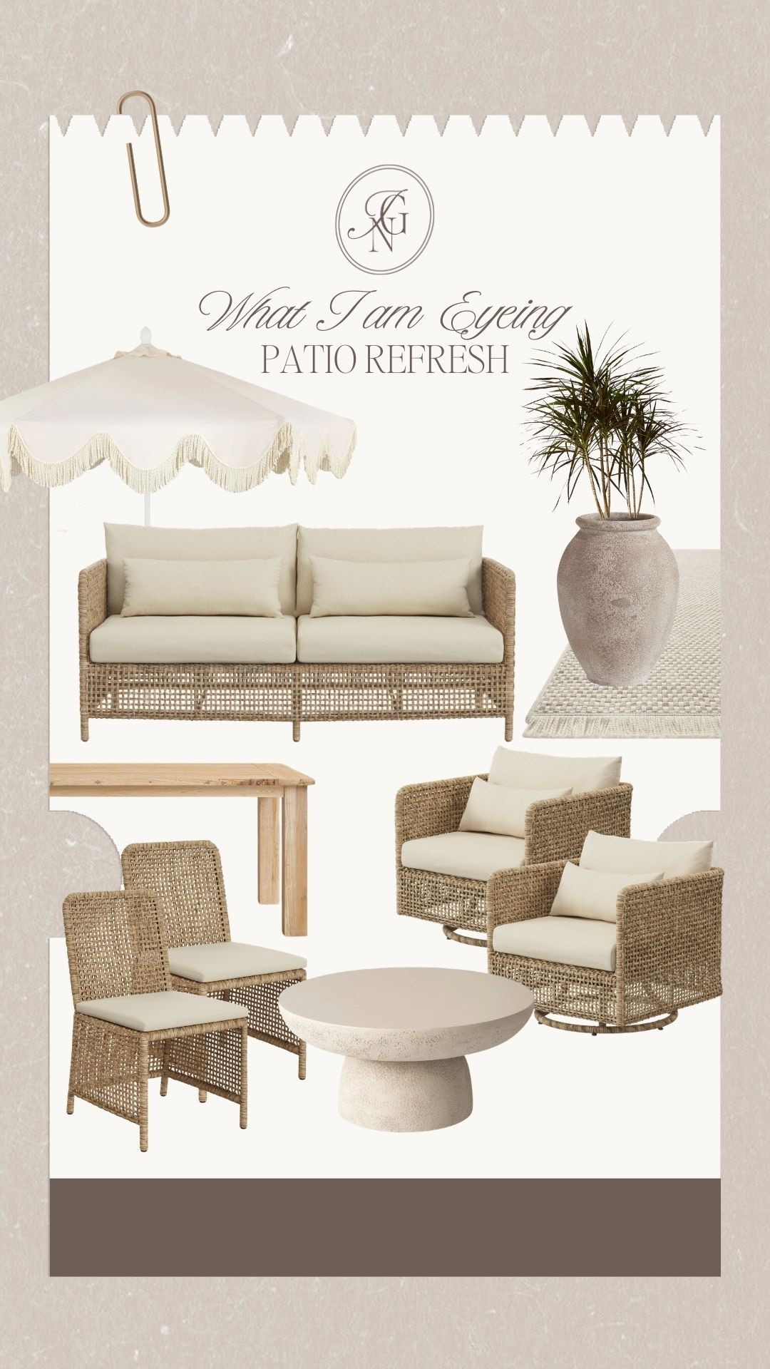 the patio is about to be the main character this season ☀️
sharing some outdoor finds that instantly elevate the space 🤍

#patio #patiofurniture #patioset #outdoorfurniture #outdoordining #outdoorchairs #planter #outdoorrug #homedecor #fringeumbrella #patioumbrella #outdoordecor #outdoorinspo 

#LTKHome #LTKSpringSale #LTKSeasonal