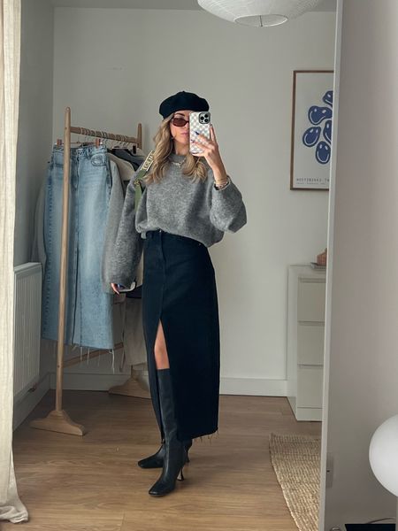 Parisian chic in this black denim midi skirt from Stradivarius teamed with this arket mohair jumper & tony bianco tall boots 

Skirt - size 6 
Jumper - size small 



#LTKstyletip #LTKeurope