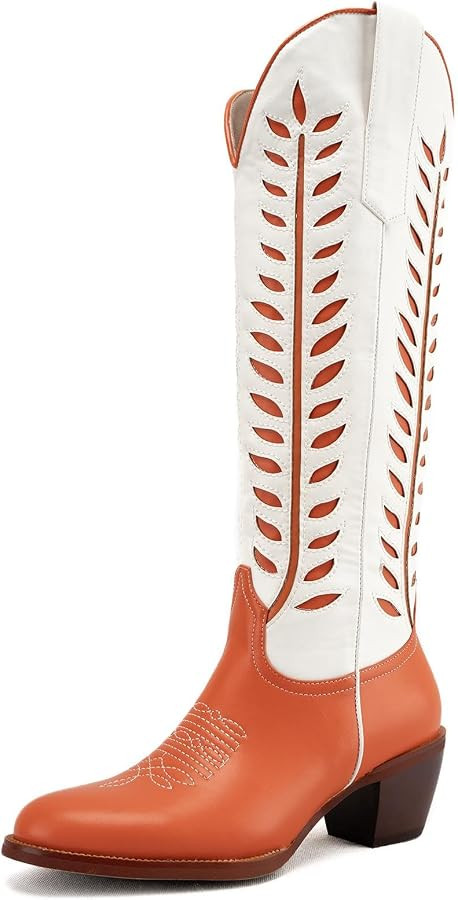 Cowboy Boots for Women Mid Calf Cowgirl Boots Chunky Heel Fashion Cowboy Boots Stylish Western Bo... | Amazon (US)