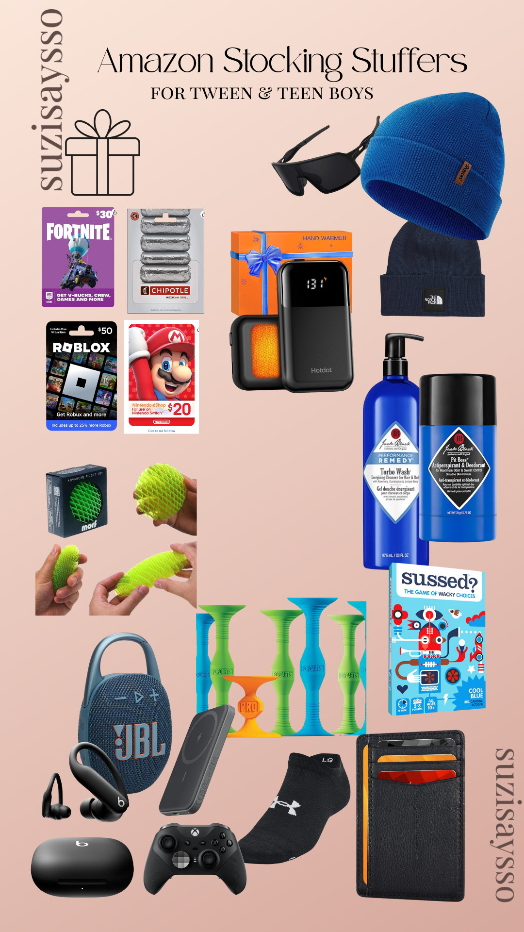 If you’re staring at a teen or tween boy stocking wondering what do boys even like… this is your sign 😂

These are my go-to Amazon stocking stuffers for tween & teen boys — practical, fun, and actually cool (according to my very honest household testers). From gaming gift cards and tech finds to cozy winter extras and fun little surprises, this list covers it all.

✔️ Great for teen boys
✔️ Perfect for tween boys
✔️ Budget-friendly stocking stuffers
✔️ Amazon finds that arrive with plenty of time for Christmas 🎄

Saving you from last-minute panic and questionable gas station gifts. You’re welcome 🤍

Shop all the boy-approved stocking stuffers here 👇 

 #LTKGiftGuide #LTKHoliday #LTKFindsUnder50