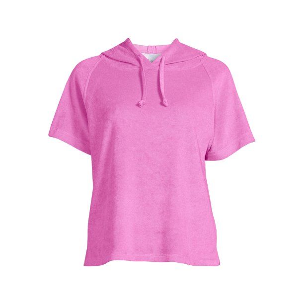 Time And Tru Women's Hoodie Sweatshirt with Short Sleeves | Walmart (US)