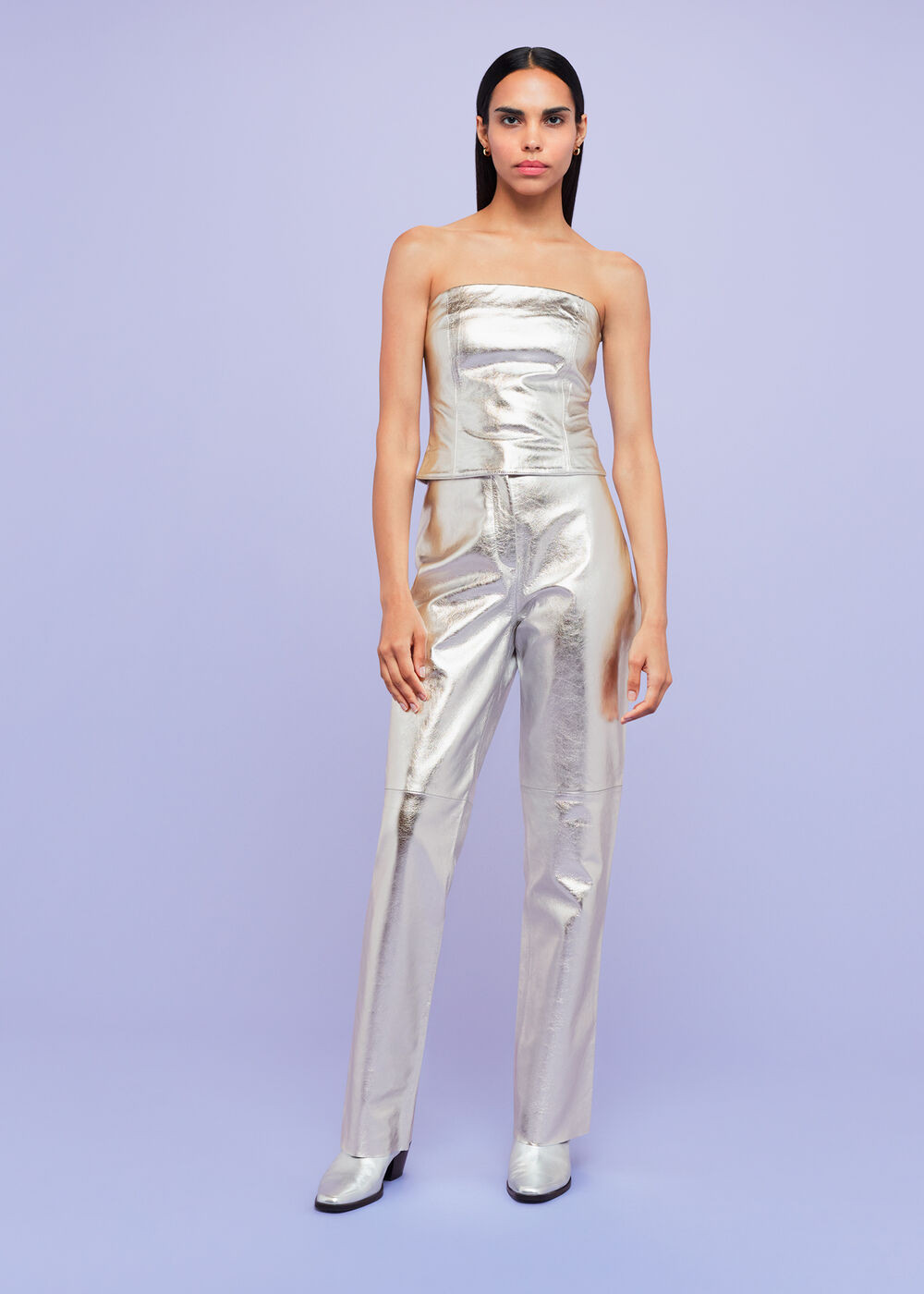 Silver Cosmo Leather Trouser | WHISTLES | Whistles UK | | Whistles