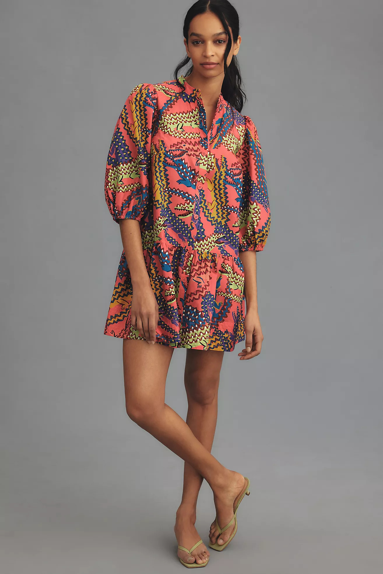 Farm Rio Long-Sleeve Printed Mini Dress | Anthropologie (US)