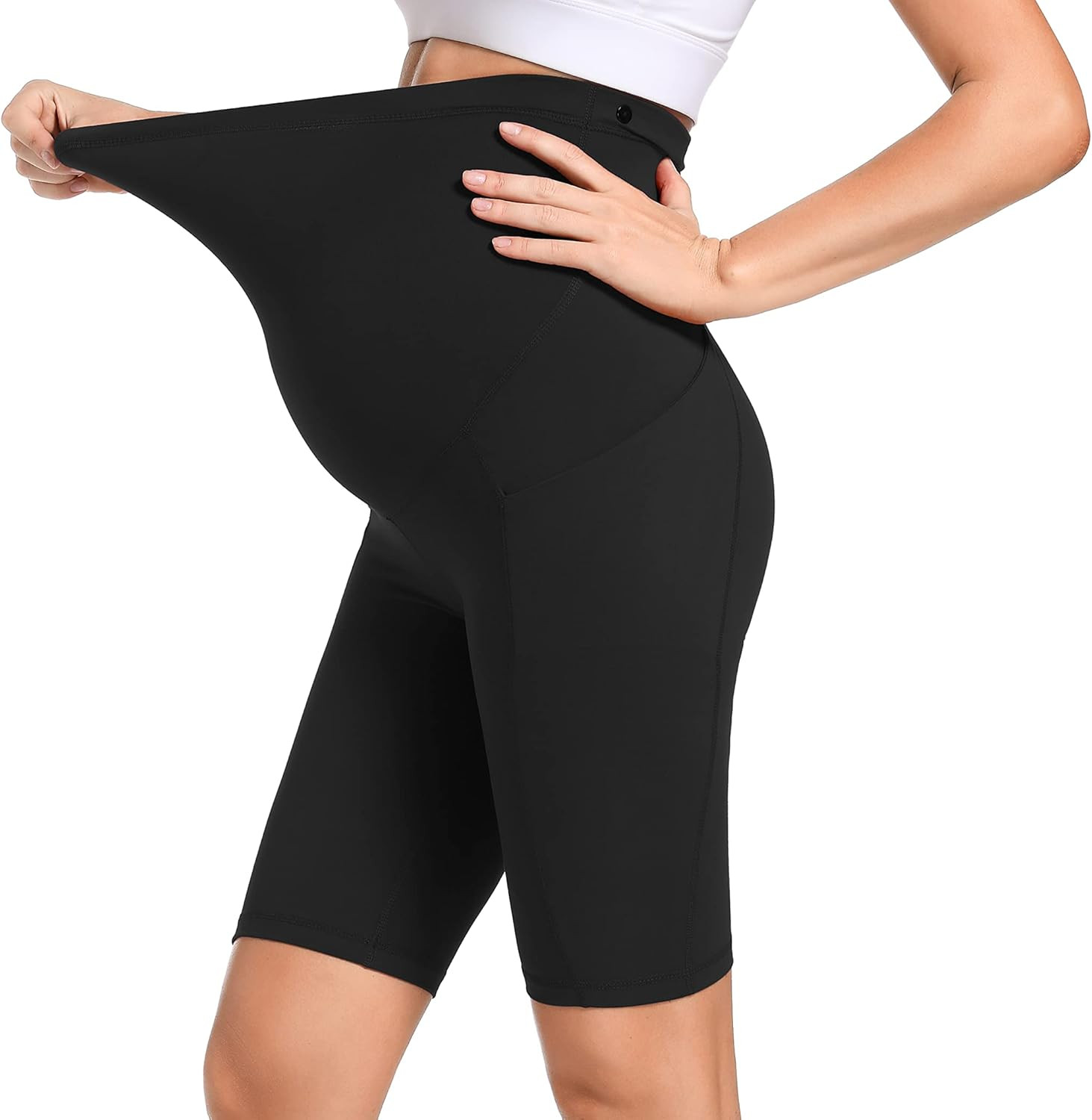 Foucome Maternity Yoga Shorts Over The Belly Pregnancy Workout Running Active Athletic Shorts | Amazon (US)