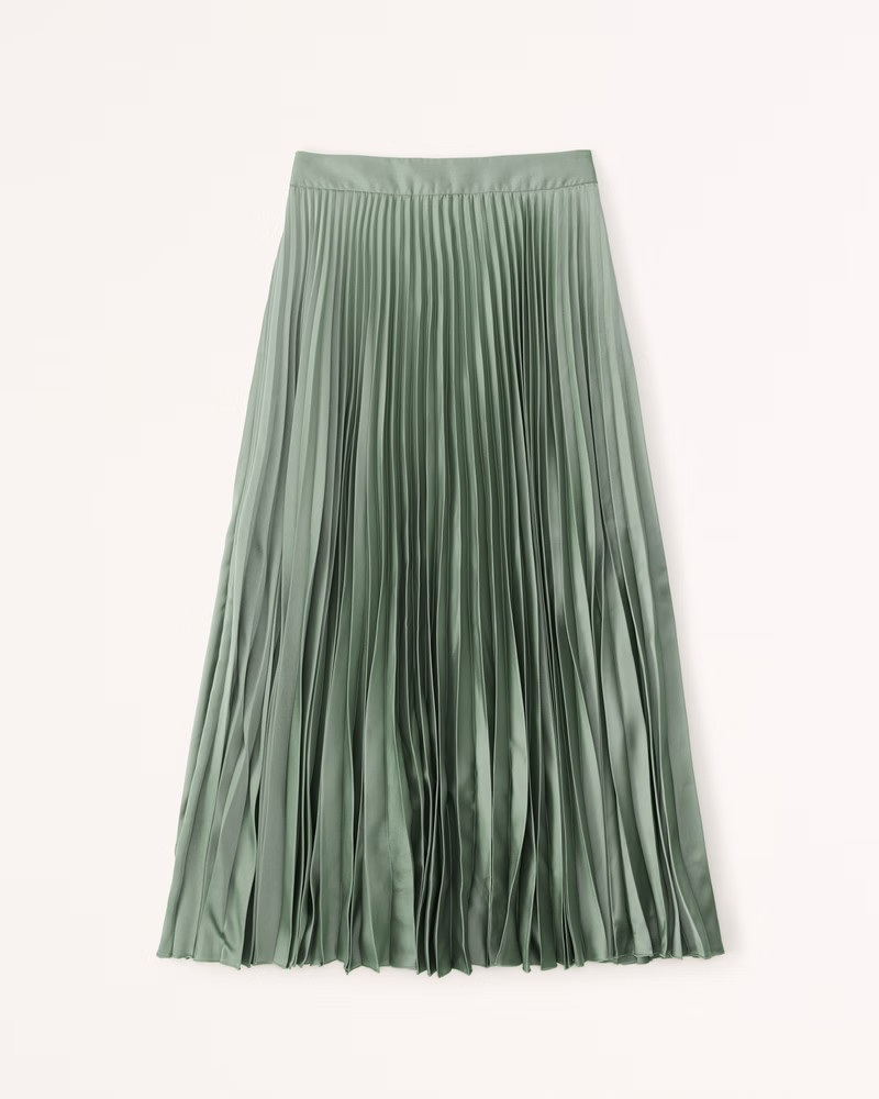 Satin Pleated Midi Skirt | Abercrombie & Fitch (US)