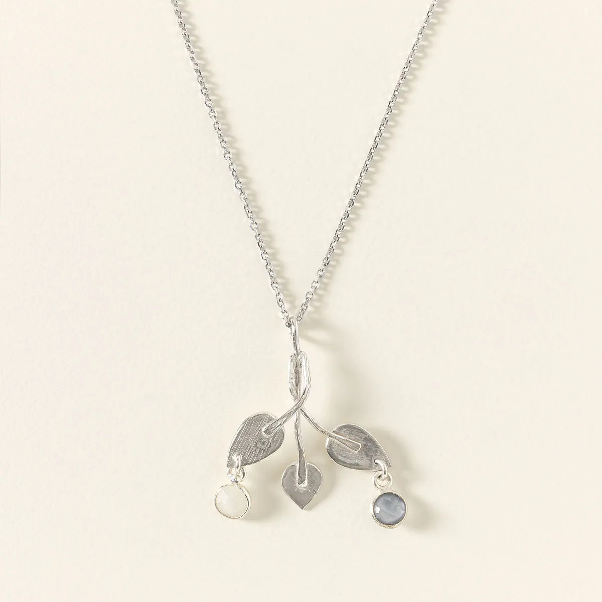 Personalized Birthstone Leaf Necklace, 2 Birthstone Leaf Necklace | UncommonGoods