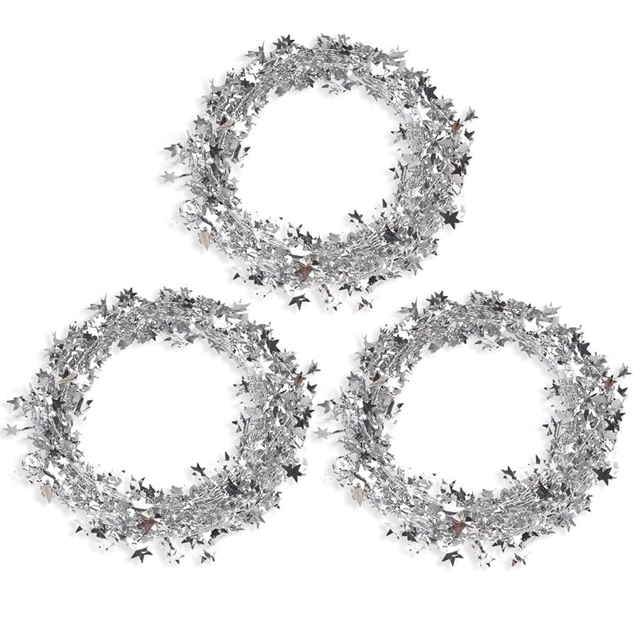 75 FT Star Tinsel Garlands with Wire, Christmas Star Wire Garland Decorations for Xmas Tree Home ... | Amazon (US)